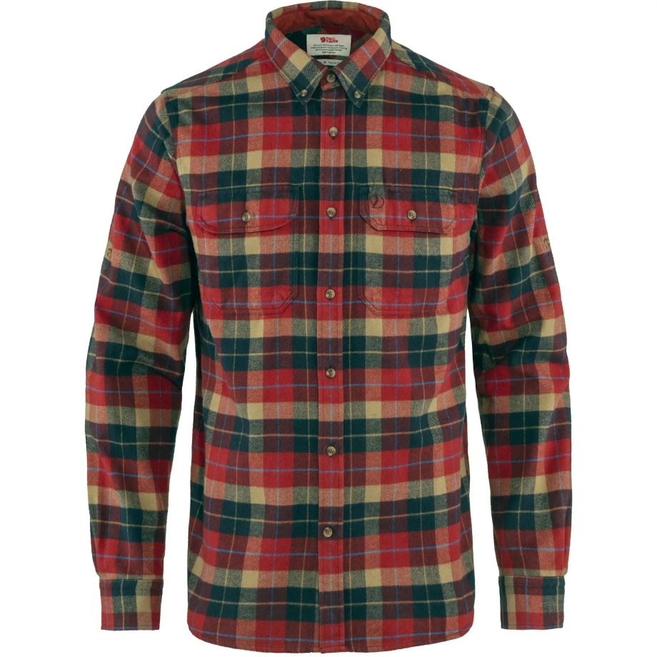 Deep Red Fjällräven Canada Singi Heavy Flannel Shirt M