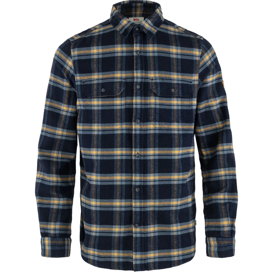 Fjällräven Canada Dark Navy-Buckwheat Brown Övik Heavy Flannel Shirt M