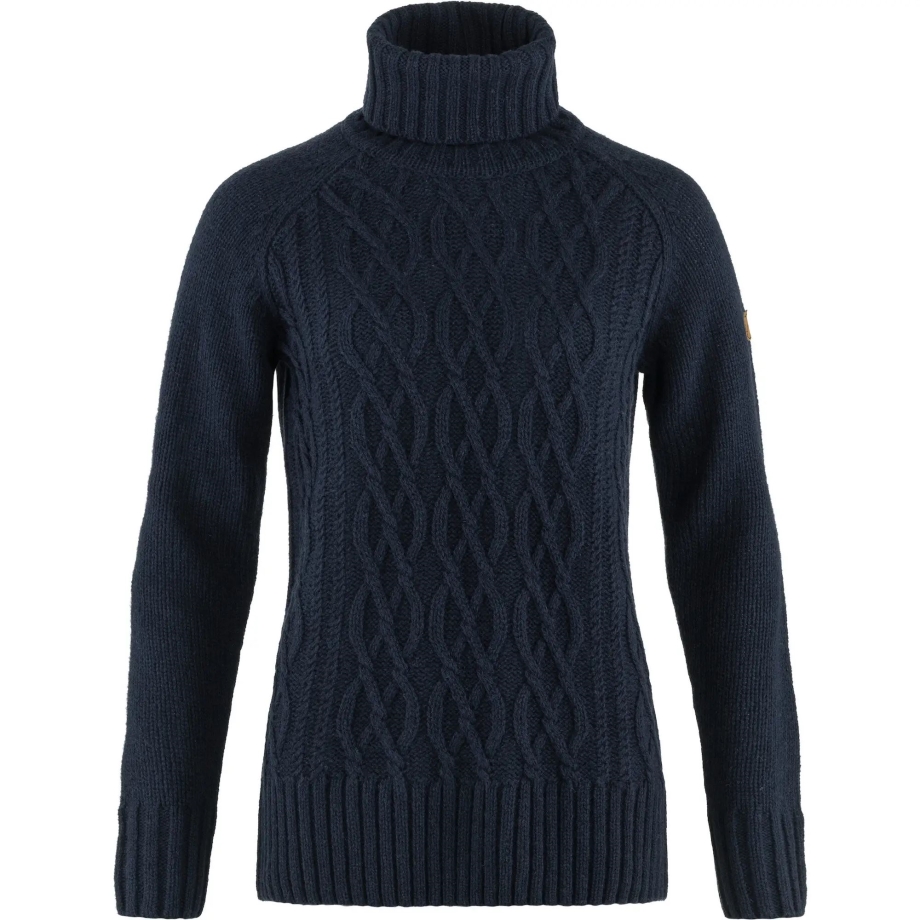 Dark Navy Övik Cable Knit Roller Neck W Fjällräven Canada