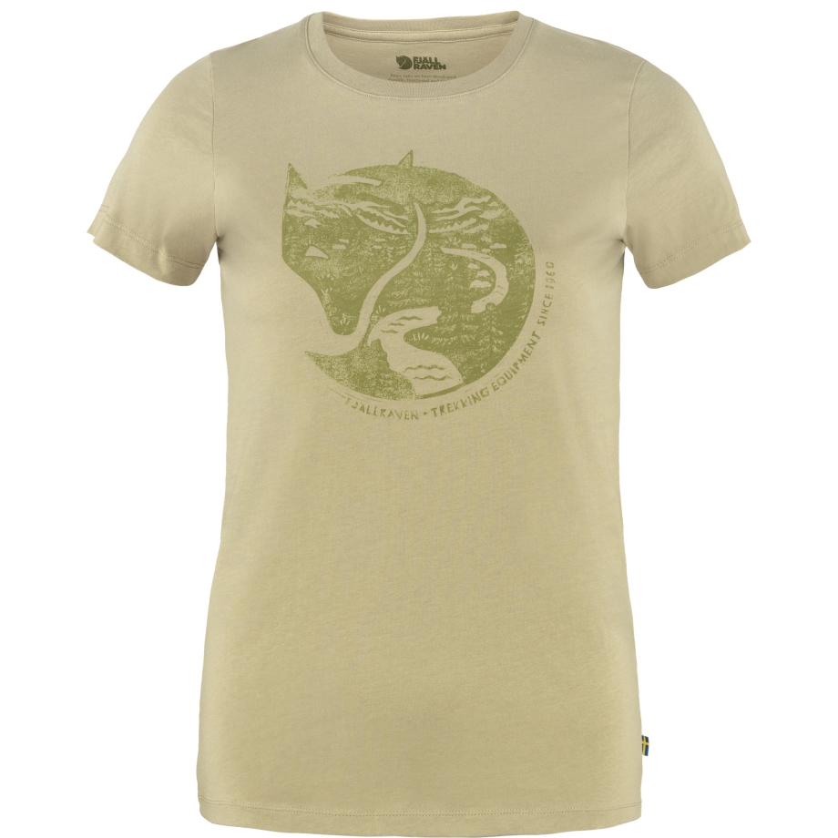 Arctic Fox Print T-Shirt W Sand Stone Fjällräven Canada Brand