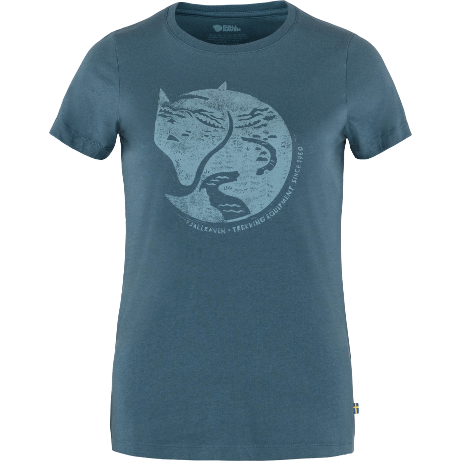 Arctic Fox Print T-Shirt W Fjällräven Canada Brand Indigo Blue