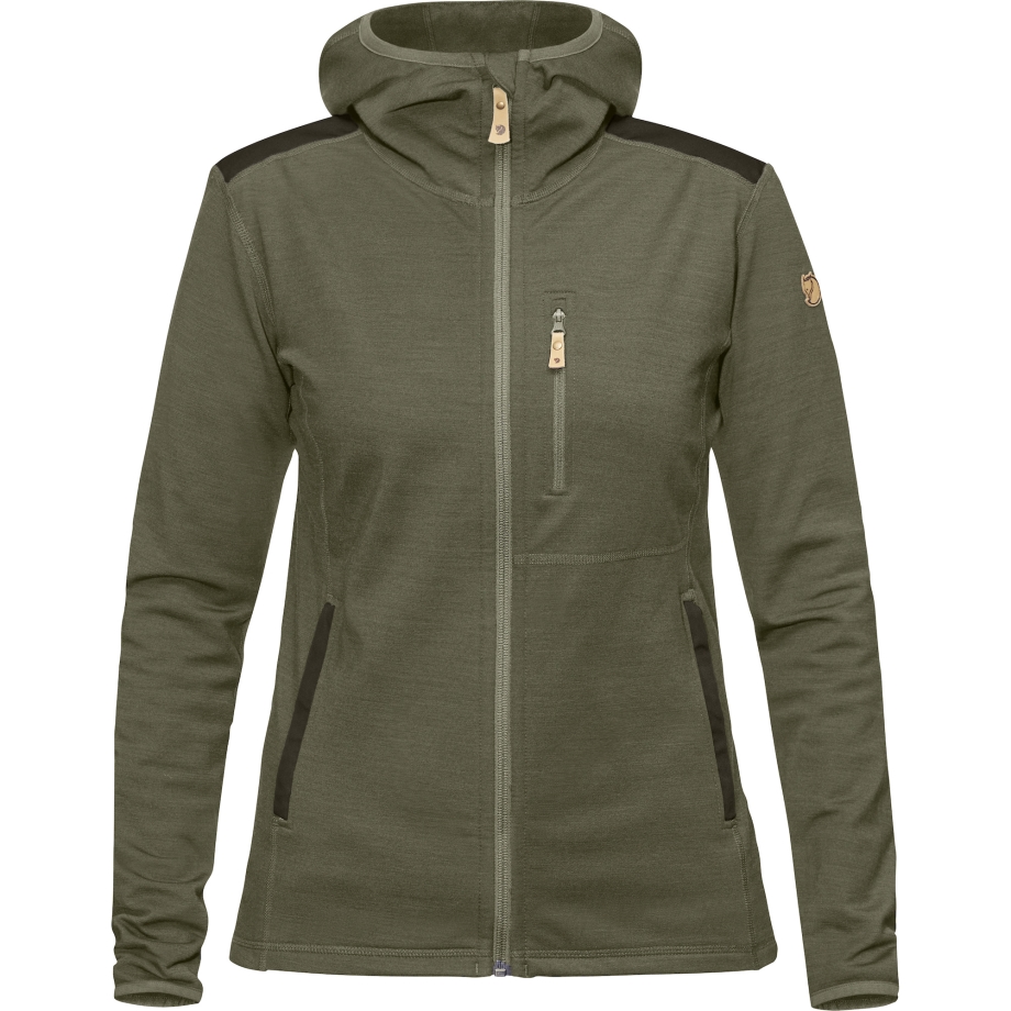 Fjällräven Canada Keb Fleece Hoodie W Laurel Green-Deep Forest