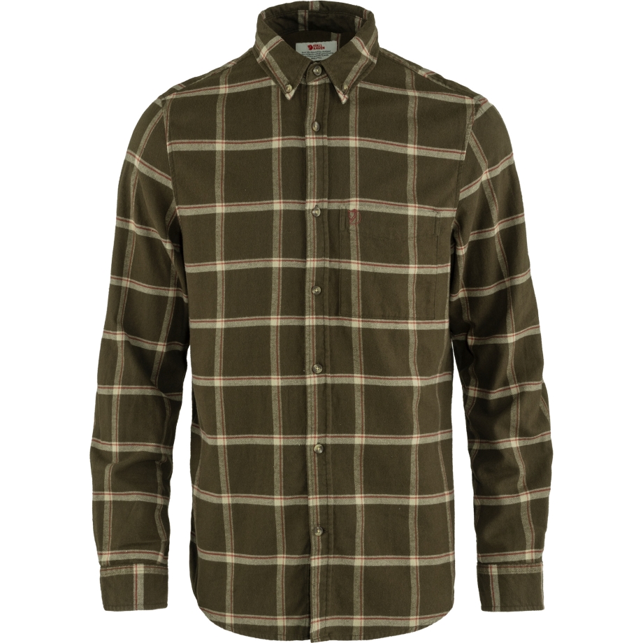 Övik Comfort Flannel Shirt M Dark Olive-Sand Stone Fjällräven Canada