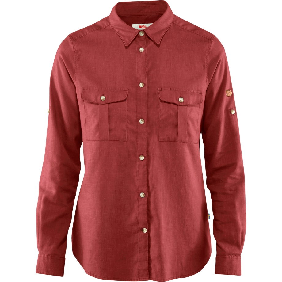Fjällräven Canada Brand Raspberry Red Övik Travel Shirt Ls W
