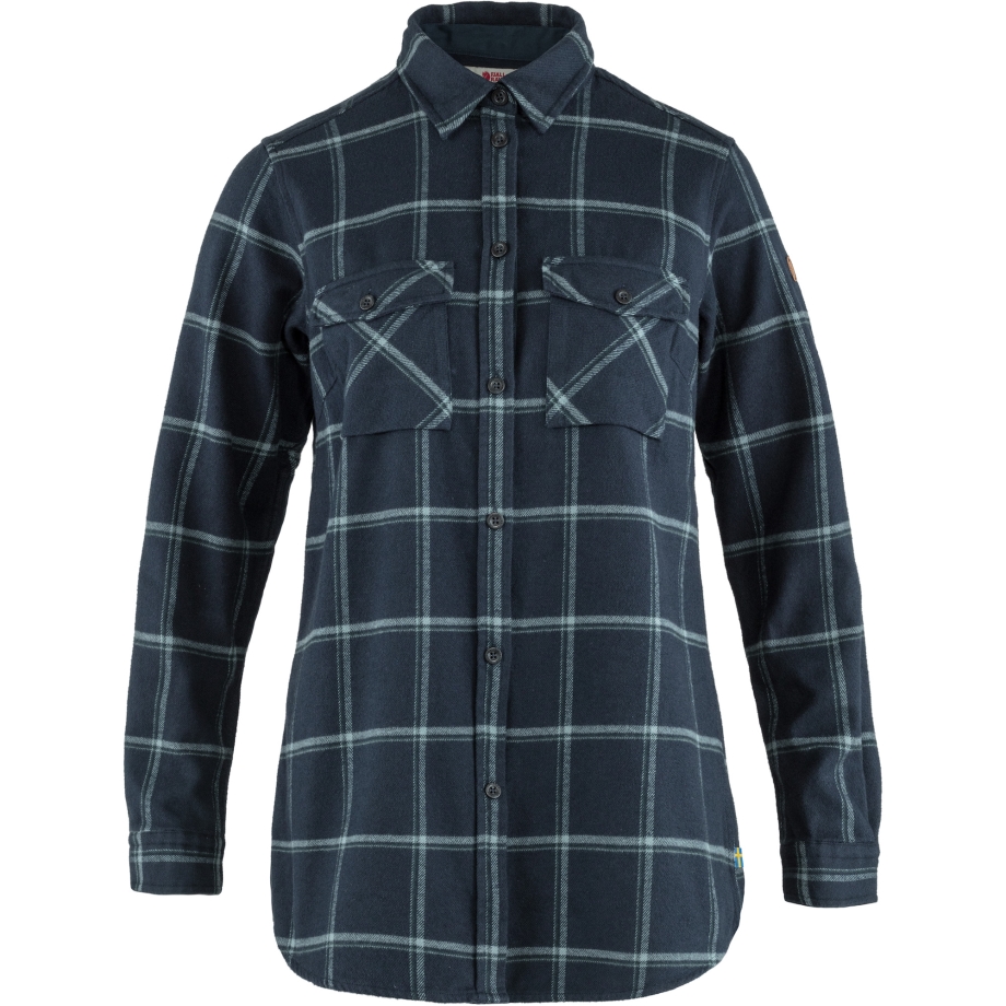 Dark Navy-Steel Blue Fjällräven Canada Övik Twill Shirt Ls W