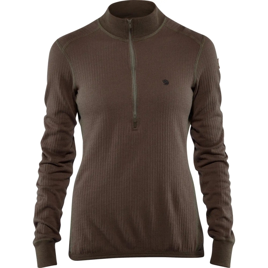 Dark Olive Fjällräven Canada Värmland Woolterry Half Zip W