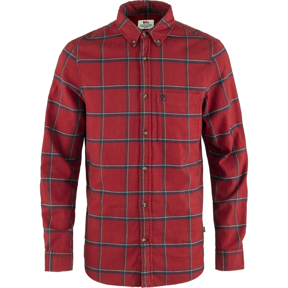 Red Oak-Navy Övik Comfort Flannel Shirt M Fjällräven Canada