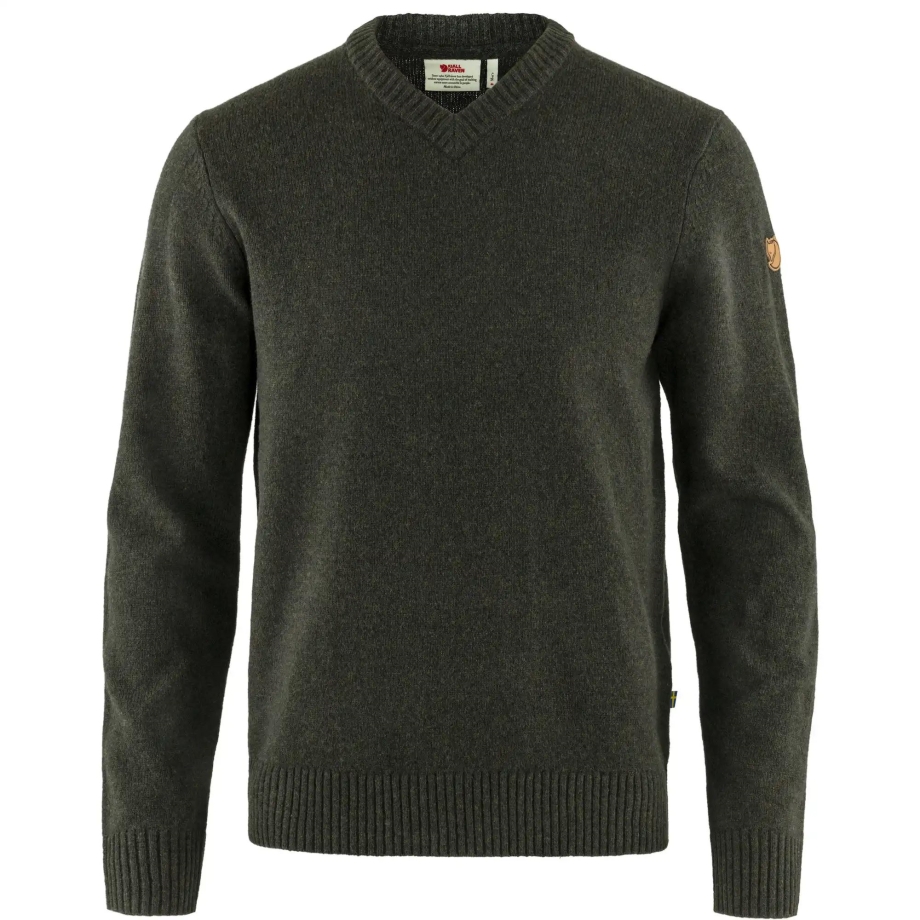 Dark Olive Fjällräven Canada Övik V-Neck Sweater M
