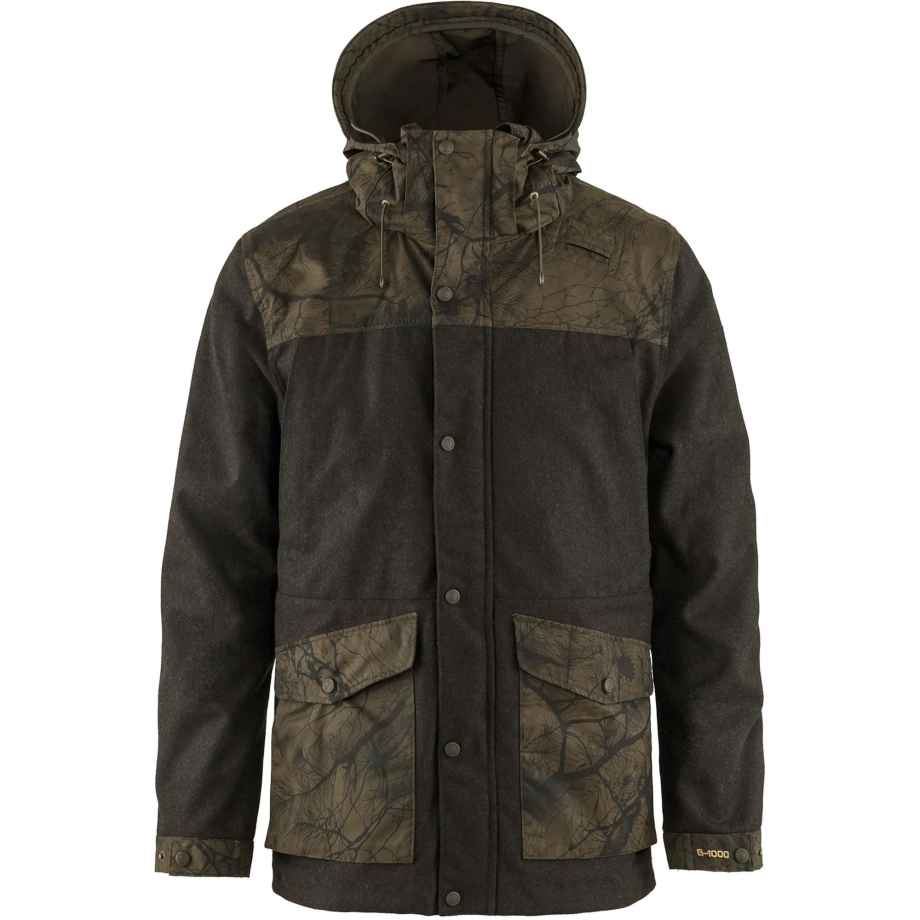 Dark Olive-Dark Olive Camo Fashion Fjällräven Canada Värmland Wool Jacket M