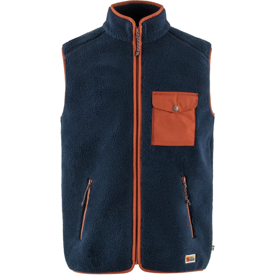 Navy-Autumn Leaf Vardag Pile Fleece Vest M Fjällräven Canada