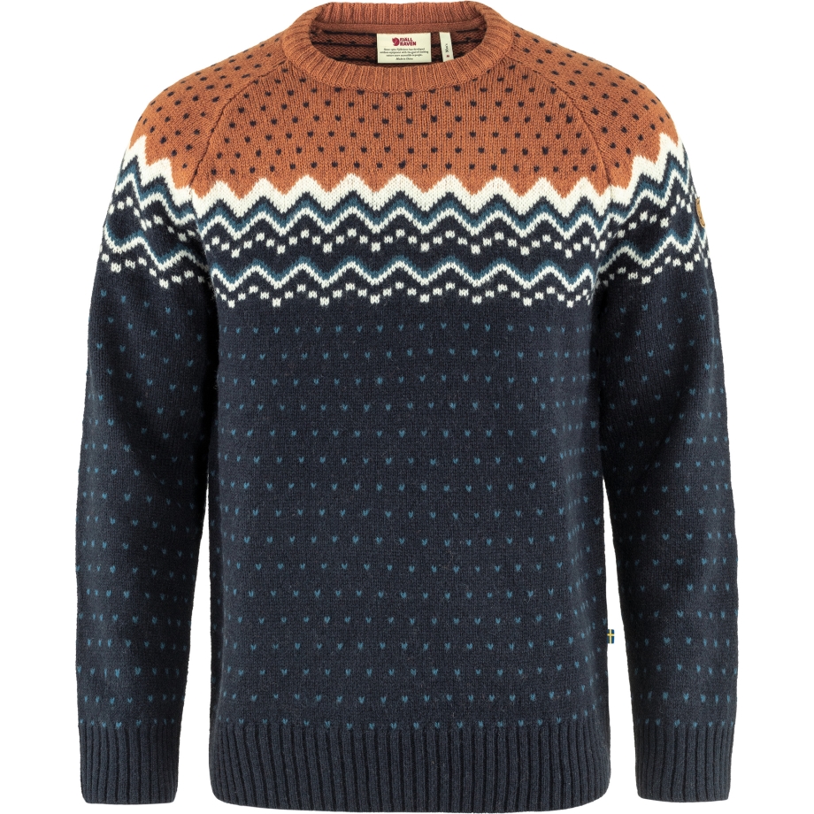 Dark Navy-Terracotta Brown Fjällräven Canada Övik Knit Sweater M